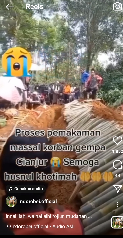 Inilah Video Pemakaman Massal Korban Gempa Cianjur, Netizen Ikut Berduka