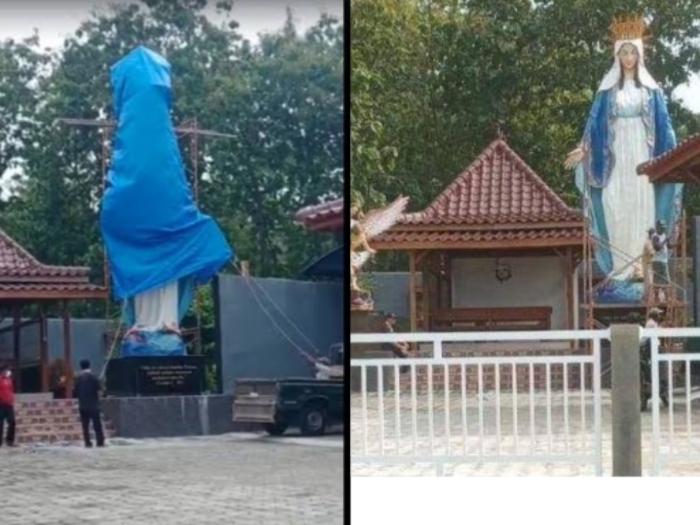 Video Patung Bunda Maria Ditutup Terpal Biru Viral, Berikut Ulasannya